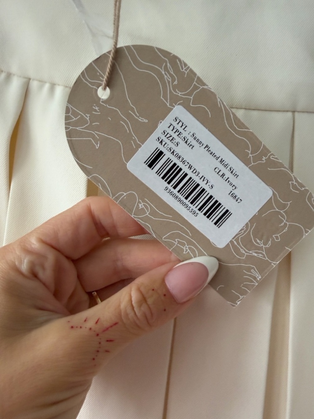 MESHKI Sunny Pleated Skirt Ivory Size S NWT - Picture 3 of 4